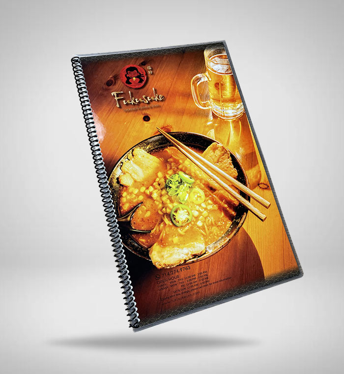 Spiral Menu Card Printing Services in shimla