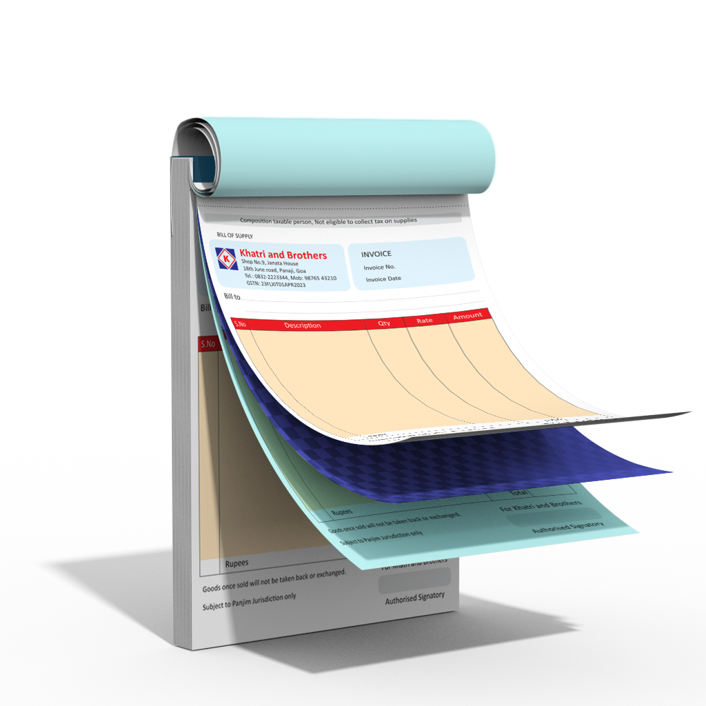 multicolor bill book printing in shimla
