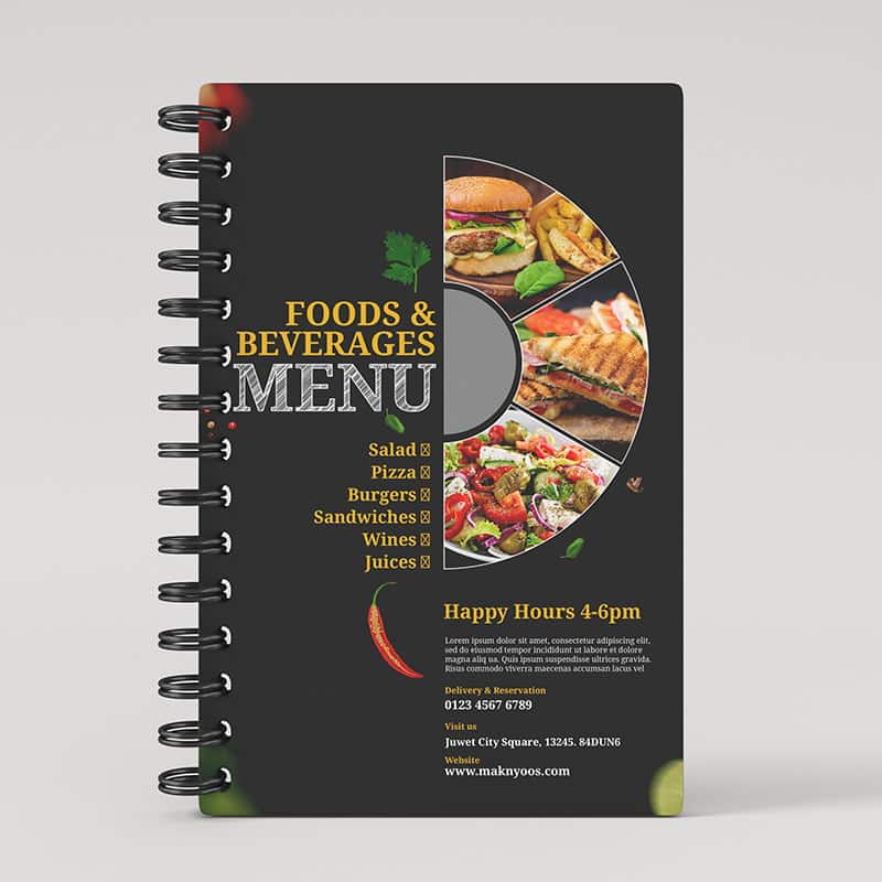 spiral menu card printing in shimla